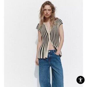 Striped Black and Tan Women's Top
